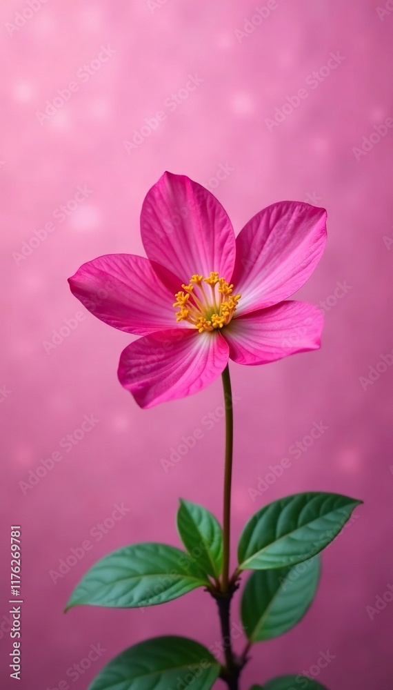 Fototapeta premium Magenta blossom in full color against a soft pink background with gentle ripples, garden, nature