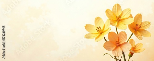 Isolated yellow apricot flowers against a white, pastel, flowers, texture