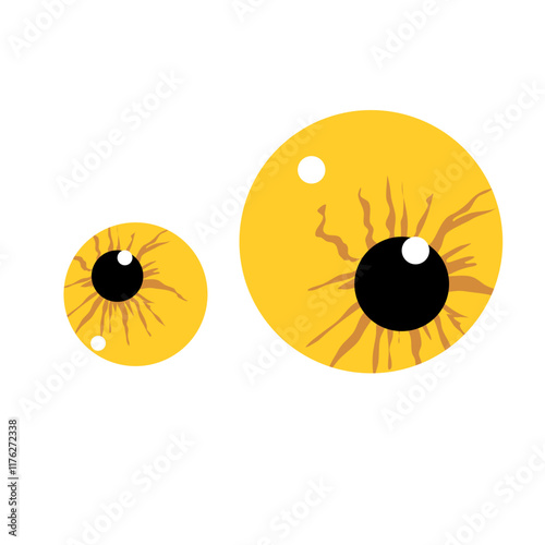 Cartoon cute eyes of a creature  animal or a cat  scared or amazed emotion