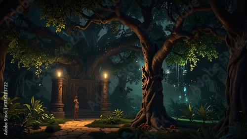 Noir Image Dark Mysterious City Village Anime Game Scene