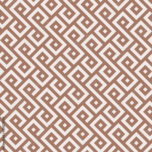 Seamless mocha brown vintage ethnic pattern vector