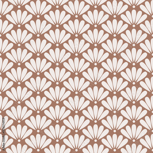 Seamless mocha brown floral textile pattern vector