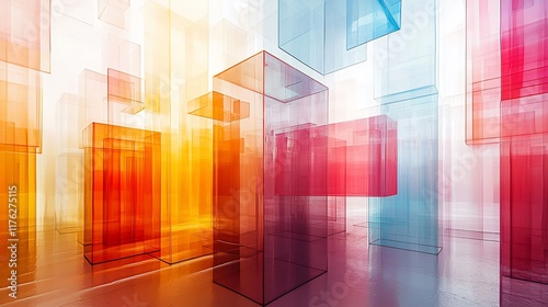 Abstract colorful glass architecture interior.