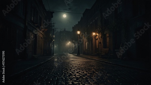 Noir Image Dark Mysterious City Village Anime Game Scene