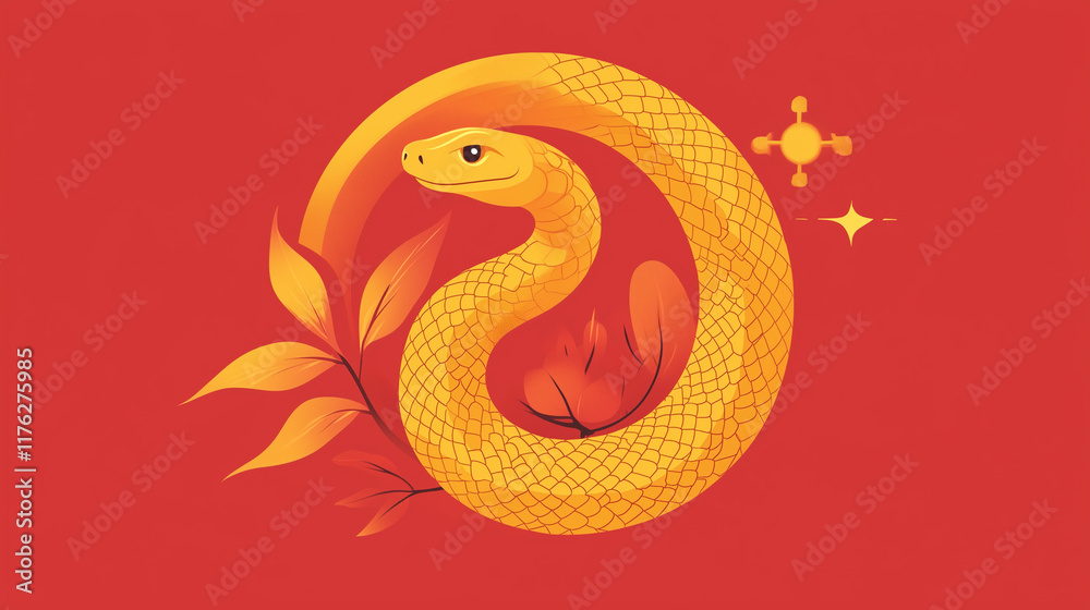 Fototapeta premium Welcome the Year of the Snake 2025 this Chinese New Year with glowing lanterns, symbols of wisdom, prosperity, and new beginnings. Let the snake’s energy guide you to success, wealth, and happiness. 