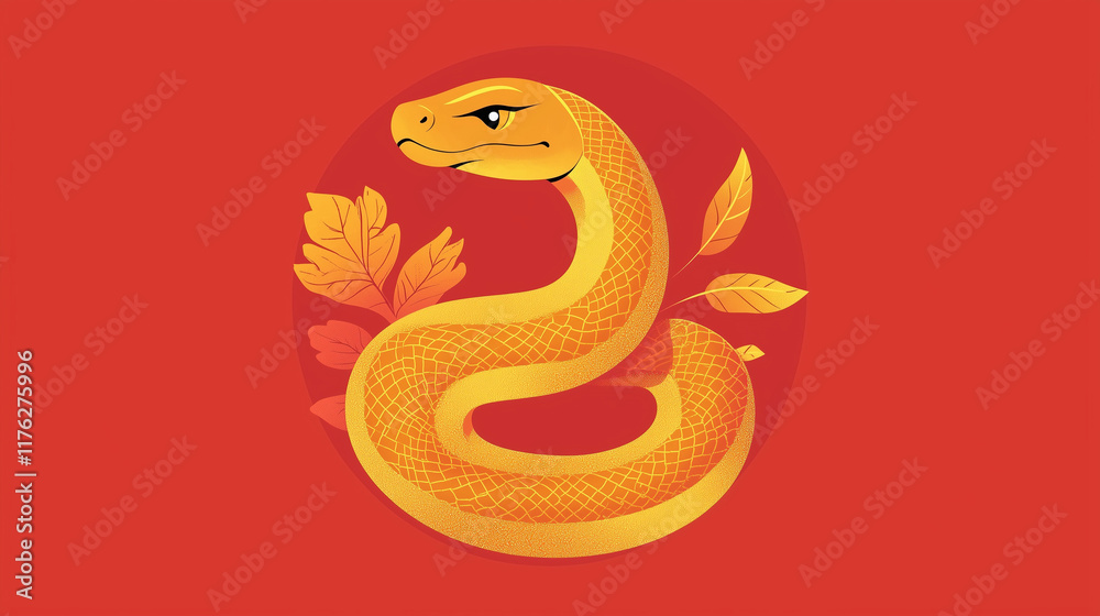 Fototapeta premium Welcome the Year of the Snake 2025 this Chinese New Year with glowing lanterns, symbols of wisdom, prosperity, and new beginnings. Let the snake’s energy guide you to success, wealth, and happiness. 