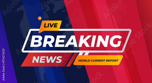 Breaking News background template for television with red and blue background,earth background,tv news broadcast.Vector design. Multimedia.Technology