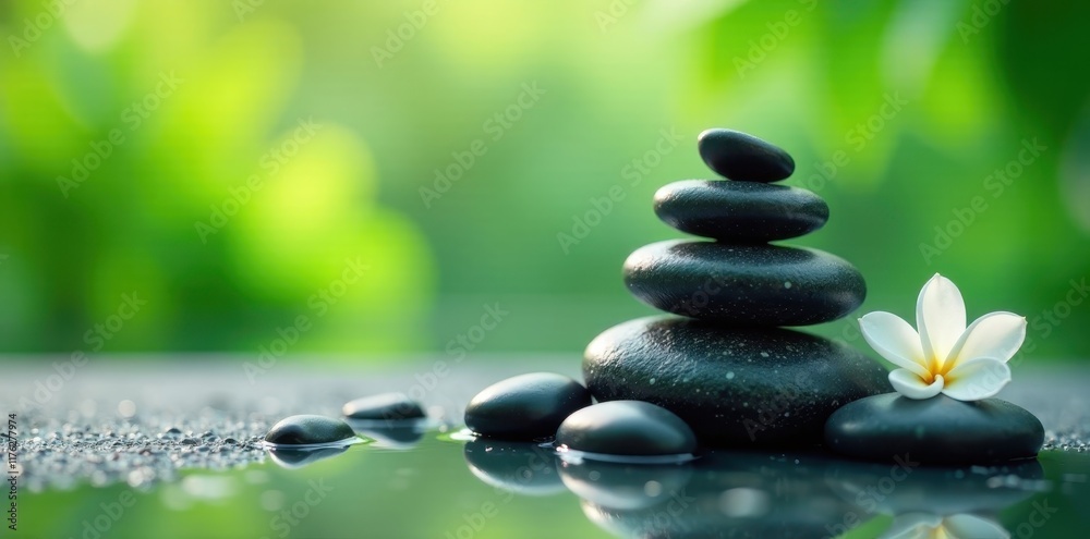 Soothing massage with stones on a peaceful background, relaxation, spa Soothing massage with stones on a peaceful background, relaxation, spa