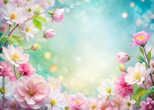 Minimalist Watercolor Spring Flower Border - Delicate Floral Frame for Spring Design