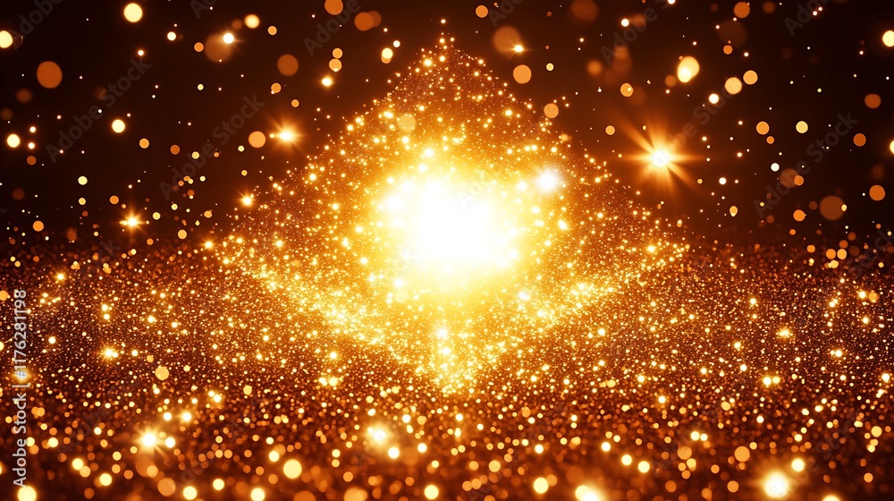 Golden Glittering Lights Festive Background Sparkle