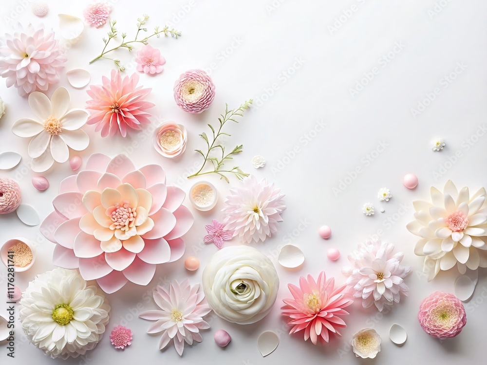 custom made wallpaper toronto digitalModern Minimalist White Background Product Photography with Flower Shapes and Copy Space - Perfect for Branding