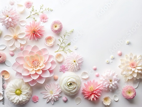 Wallpaper Mural Modern Minimalist White Background Product Photography with Flower Shapes and Copy Space - Perfect for Branding Torontodigital.ca