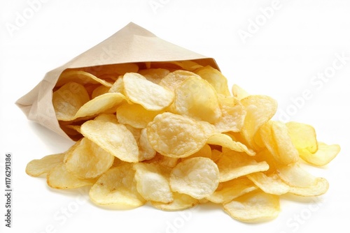 Potato Chips in Paper Bag - Crispy Snack Food photo