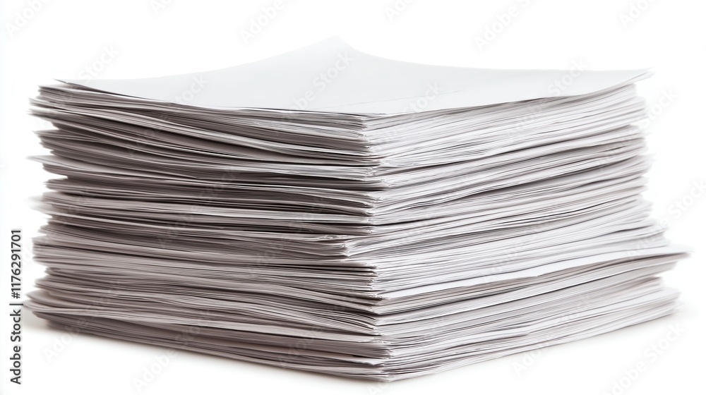 A neatly stacked pile of blank white paper sheets, symbolizing organization and preparation for various business tasks such as printing, writing, and office documentation. A neatly stacked pile of blank white paper sheets, symbolizing organization and preparation for various business tasks such as printing, writing, and office documentation.