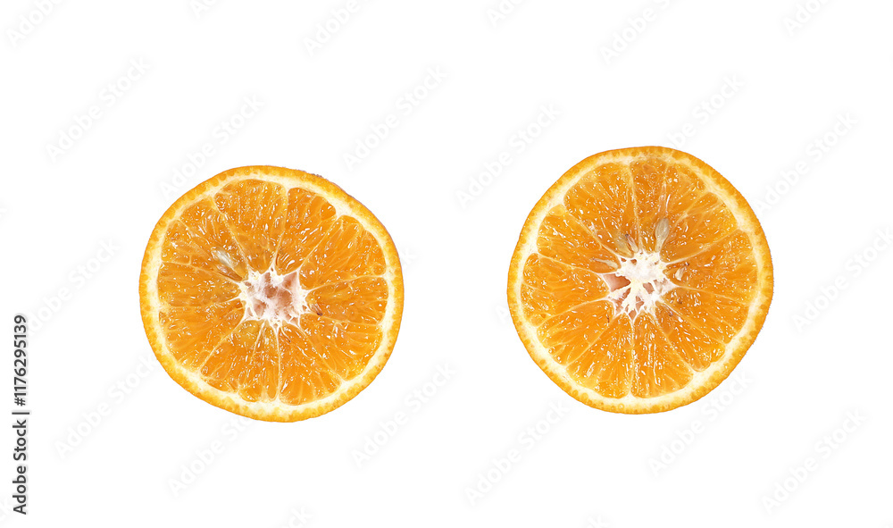 Orange fruits cut in half isolated on transparent background Orange fruits cut in half isolated on transparent background