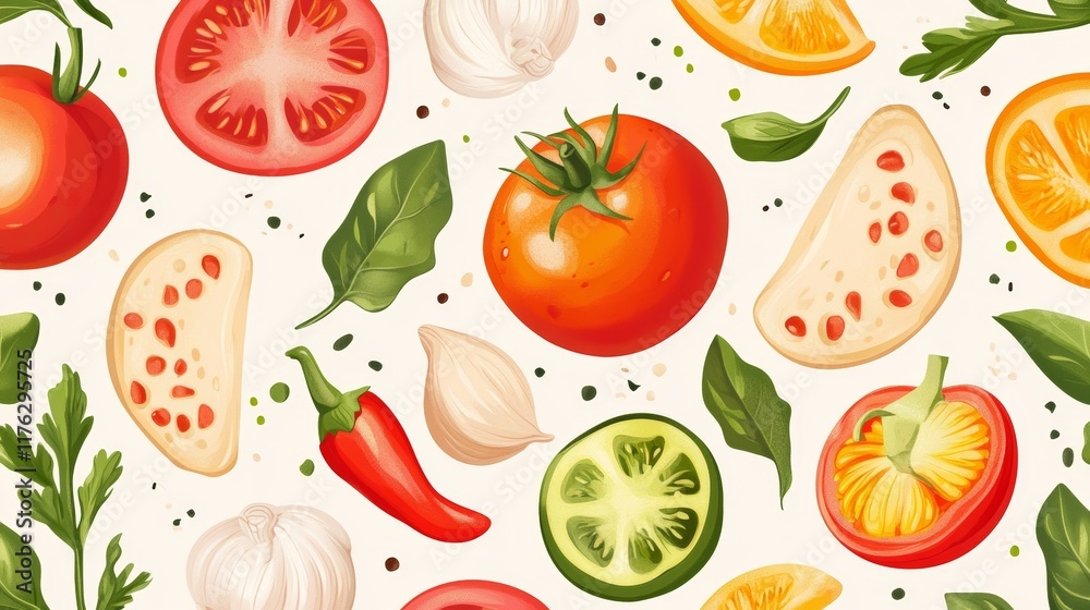Seamless pattern of food Seamless pattern of food
