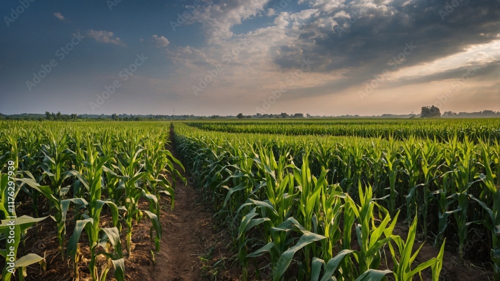 Naklejka premium corn field and sky