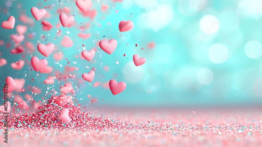 Love filled hearts shower valentine's day celebration festive atmosphere joyful vibe