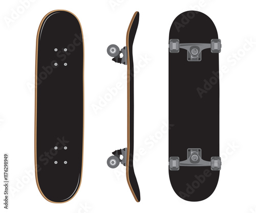 Skateboard black design hand drawn template vector illustration