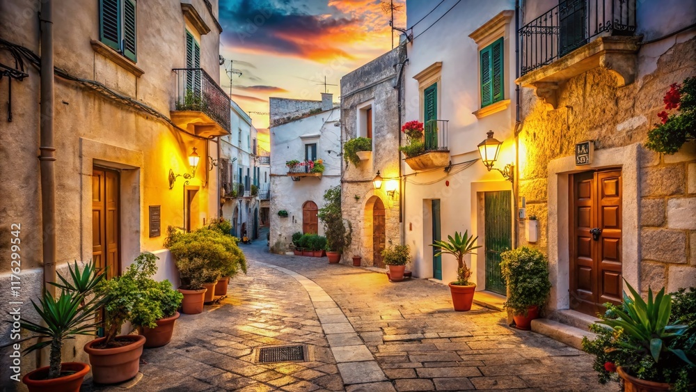 Obraz premium Puglia, Salento, Italy: Vintage-Style Photography of Charming Coastal Lights