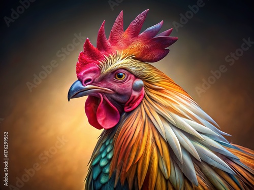 Photorealistic AI portrait of Cochin Chicken, Chinese origins. photo