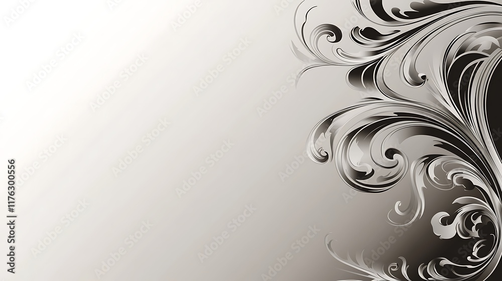 Elegant grayscale floral design swirls abstract background Elegant grayscale floral design swirls abstract background