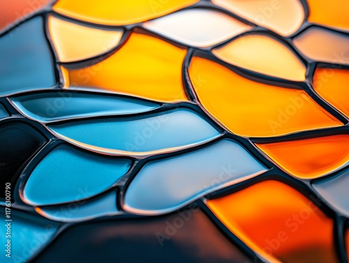 Mosaic glass patterns with soft light effects, stained glassinspired design photo