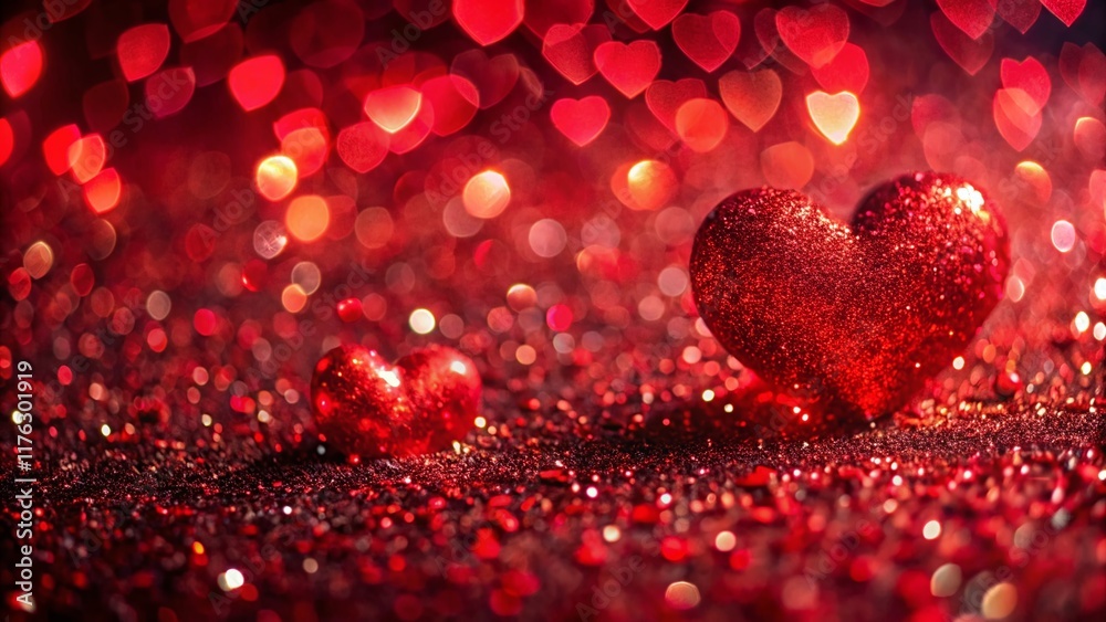 Red Glitter Valentines Day Background - Sparkling Festive Holiday Texture Red Glitter Valentines Day Background - Sparkling Festive Holiday Texture