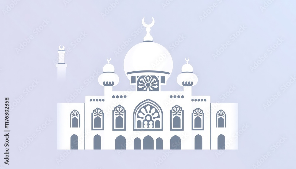 Abstract mosque icon with symmetrical patterns and arabesque-inspired details. Abstract mosque icon with symmetrical patterns and arabesque-inspired details.