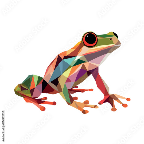 Colorful Low Poly Frog Vector illustration