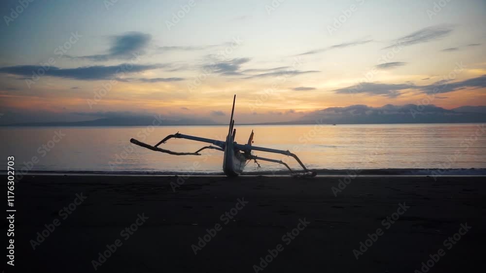 Indonesian traditional fishing boat at the beach. Indonesian traditional fishing boat at the beach.