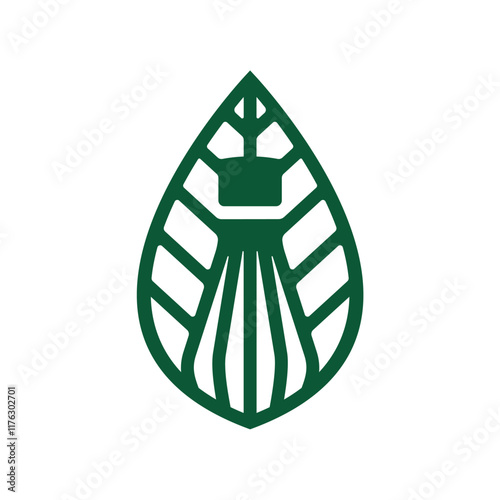Green Tea Leaf with Matcha Whisk Logo Design