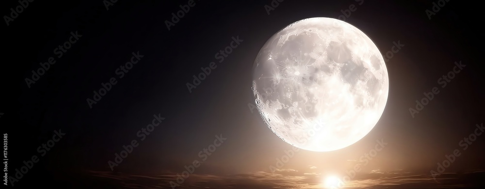 Fototapeta premium Sleep rejuvenation concept. Night sky with a full moon, symbolizing calm and rejuvenation