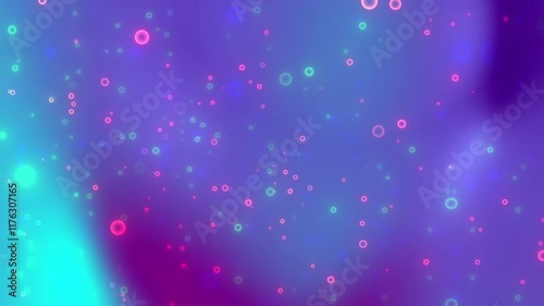 Floating neon circles on purple gradient. Perfect for modern, futuristic, or abstract design projects needing a vibrant and dynamic aesthetic
