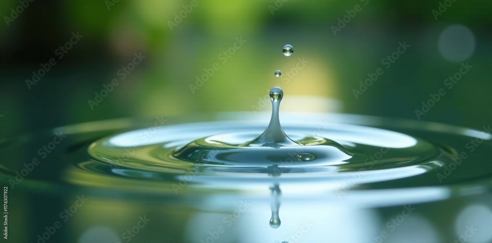 Milk drops float on a still pond, producing concentric circles, peaceful, drop, landscape Milk drops float on a still pond, producing concentric circles, peaceful, drop, landscape