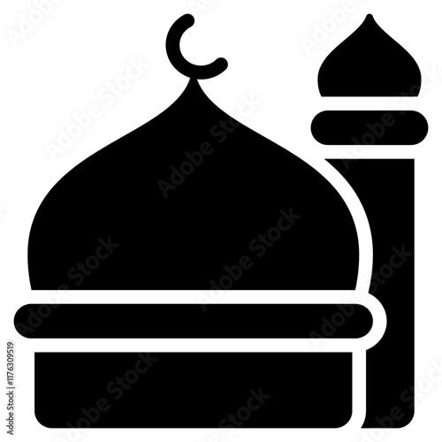 mosque icon with glyph style. Suitable for website design, logo, app, UI and etc. Based on the size of the icon in general, so it can be reduced.