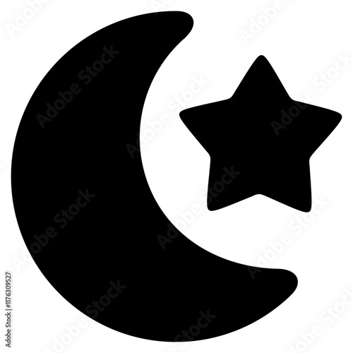 moon icon with glyph style. Suitable for website design, logo, app, UI and etc. Based on the size of the icon in general, so it can be reduced.