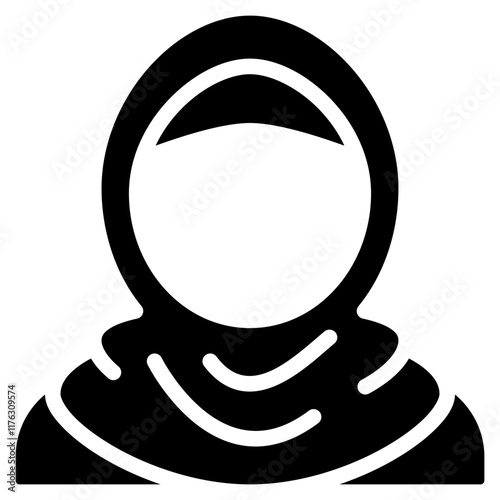 muslimah icon with glyph style. Suitable for website design, logo, app, UI and etc. Based on the size of the icon in general, so it can be reduced.