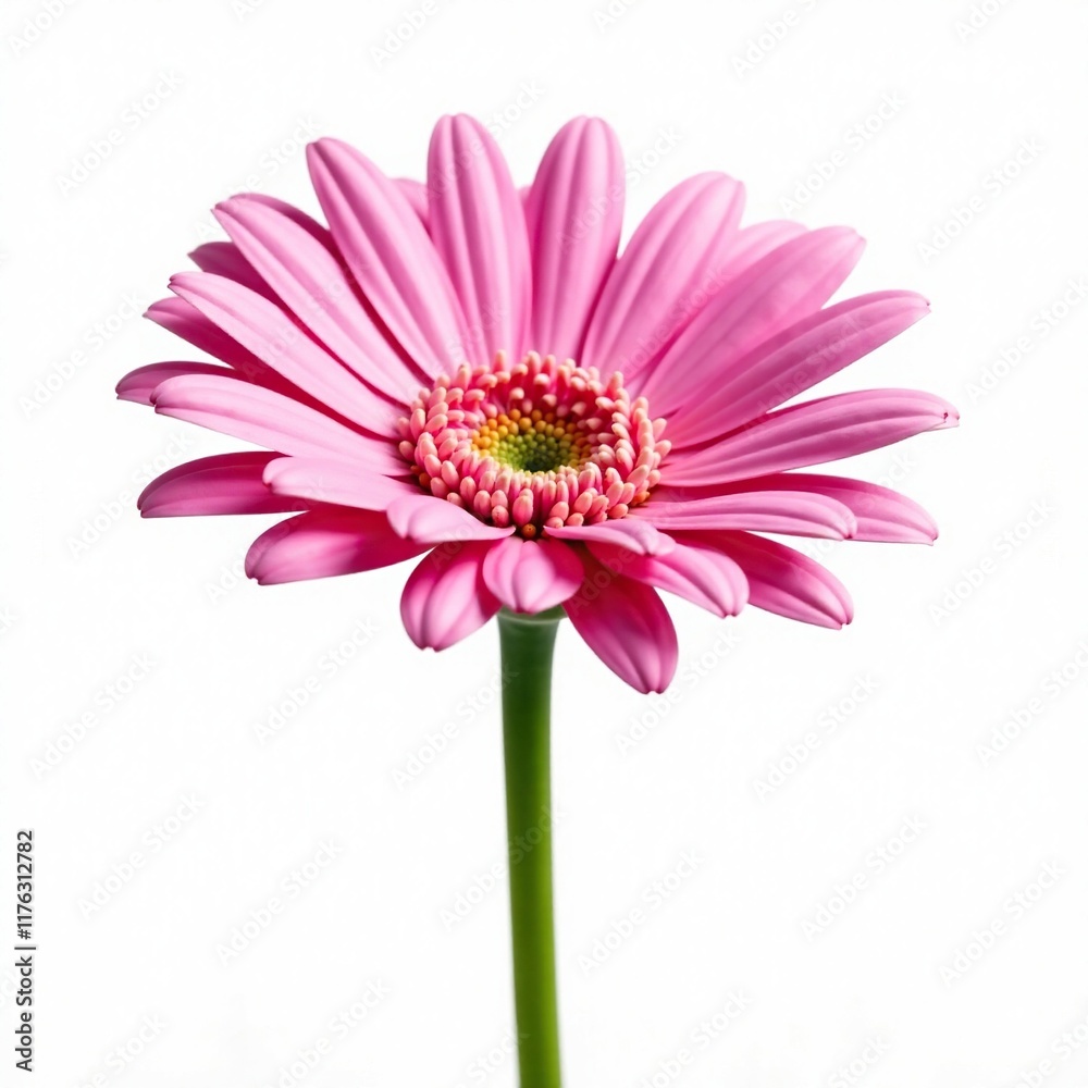 Delicate pink gerber daisy isolated on white background, pink, nature, botanical Delicate pink gerber daisy isolated on white background, pink, nature, botanical
