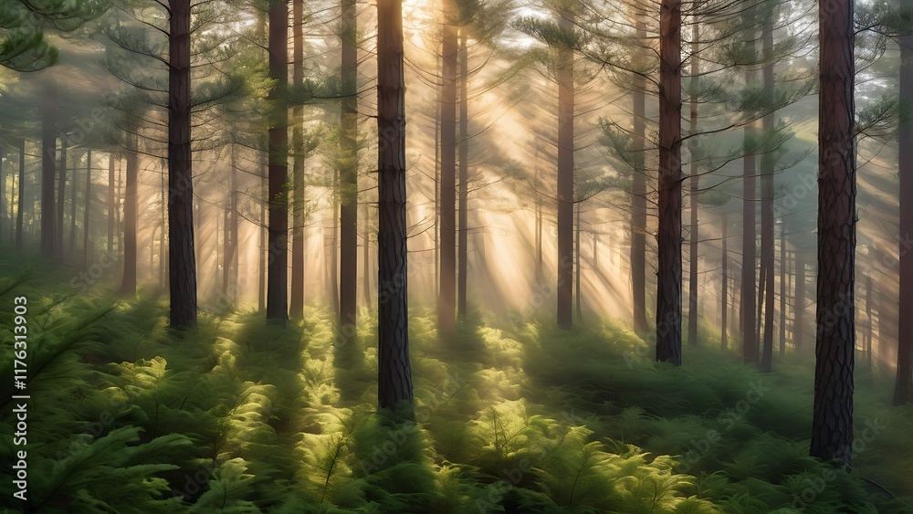 Naklejka premium morning in the forest