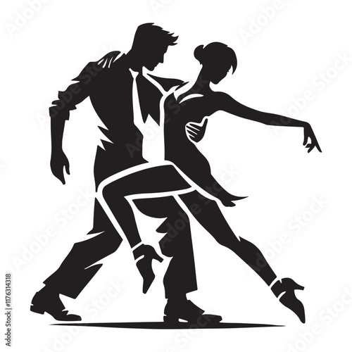 Quickstep Silhouette Vector Illustration, Solid White Background.