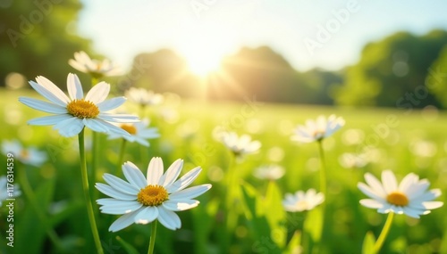 Field of white Orlaya grandiflora flowers blooming in the sun, nature, garden blooms, umbel photo