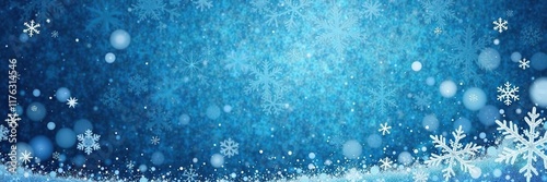 Frosty snowflakes dance on a winter blue textured background, holidaydecor, frosty, textured photo