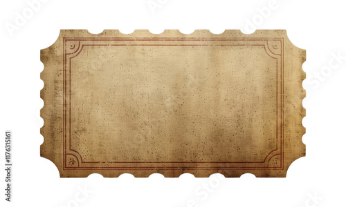 Blank vintage ticket on isolated white background PNG