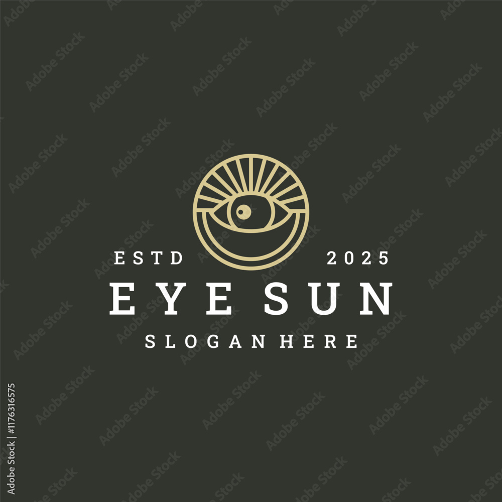 Fototapeta premium Eye sun logo vector hipster vintage icon illustration