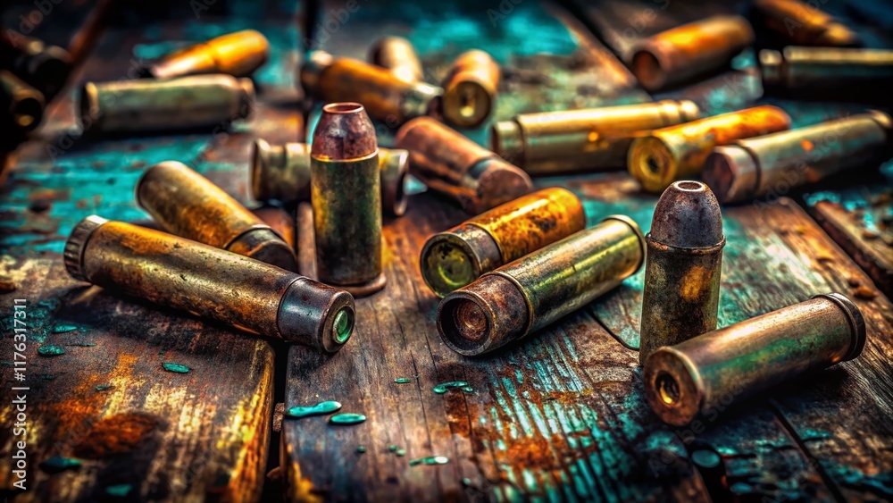 Rusty Old Bullets: History's Scars, Close-Up Macro Photography Rusty Old Bullets: History's Scars, Close-Up Macro Photography