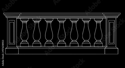2D Concrete Balustrade Design Drawing