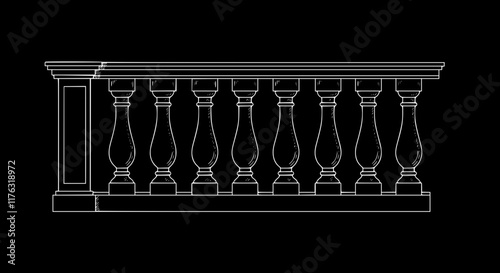 2D Concrete Balustrade Design Drawing