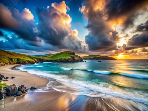 Shetland Isles Minn Beach Long Exposure Seascape Dramatic Sky photo