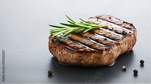 Sizzling grilled steak preparation kitchen counter food photography indoor close-up culinary art